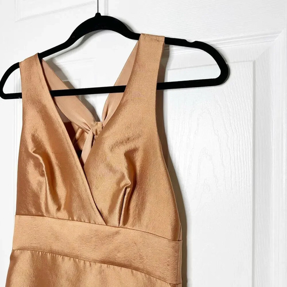 J. CREW Size 0 Wool Silk Copper Colored Bow Back Cocktail Dress Wedding Guest - Picture 3 of 5